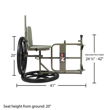 KShot Throne Multipurpose Game Cart & Hunting Chair | Model CL-THRONE | Length 65" | Capacity 500 lb | For Hunting, Outdoor Hauling & Field Use