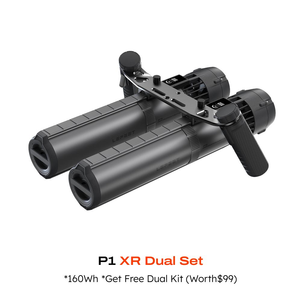 Lefeet Underwater Scooter | Model P1 & P1 XR Dual Unit | Width 12.40–15.79" | 18–26 kgf Thrust | For Scuba & SUP