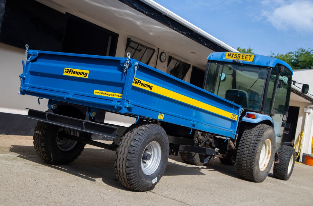 Fleming Compact Tipping Trailer | Model TR1 & TR2 | Width 47" & 54" | 20-50 HP | 5-12 GPM | For Tractors, ATVs, UTVs, & Loaders