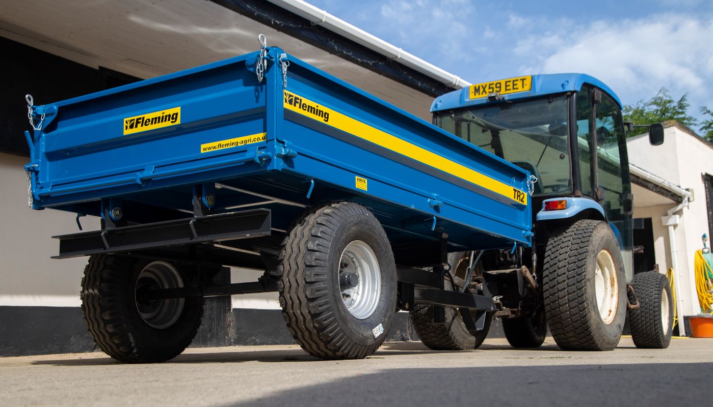 Fleming Compact Tipping Trailer | Model TR1 & TR2 | Width 47" & 54" | 20-50 HP | 5-12 GPM | For Tractors, ATVs, UTVs, & Loaders