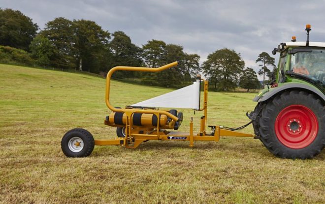 Tanco Round Bale Wrapper | Model D66-E100-SA Autowrap | Width 8'1" | 25-45 GPM | 40-60 HP | For Skid Steer, Tractor & Loaders