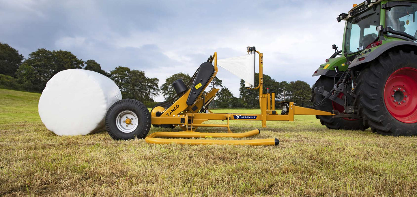 Tanco Round Bale Wrapper | Model D66-E100-SA Autowrap | Width 8'1" | 25-45 GPM | 40-60 HP | For Skid Steer, Tractor & Loaders