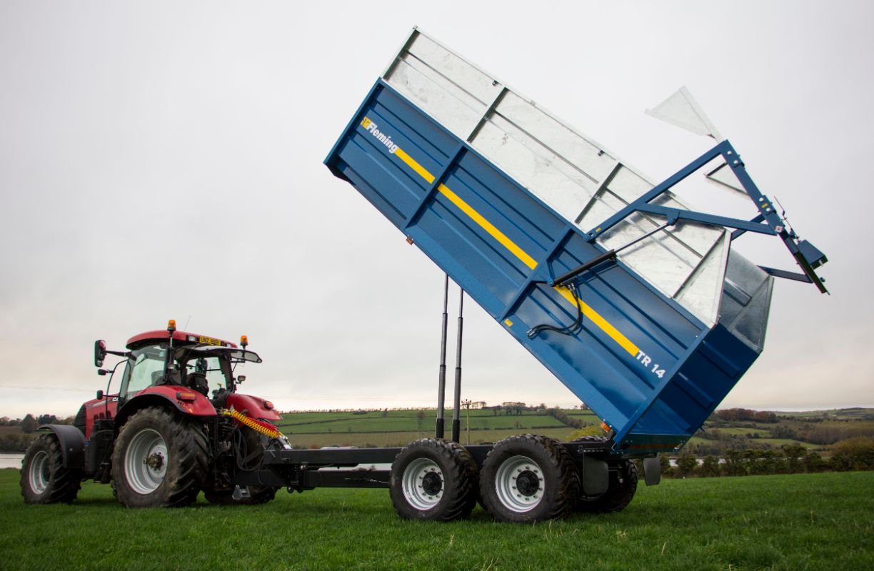 Fleming 14-Ton Monocoque Tipping Trailer | Model TR14 | Width 95" | 25-60 GPM | 40-60 HP | For Tractors & Loaders