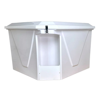 CM Marine Triangle Dock Box | Model CMTRI‑E‑S | 54" Width | Marine‑Grade Fiberglass & 316 Stainless Hardware | Universal Dock & Seawall