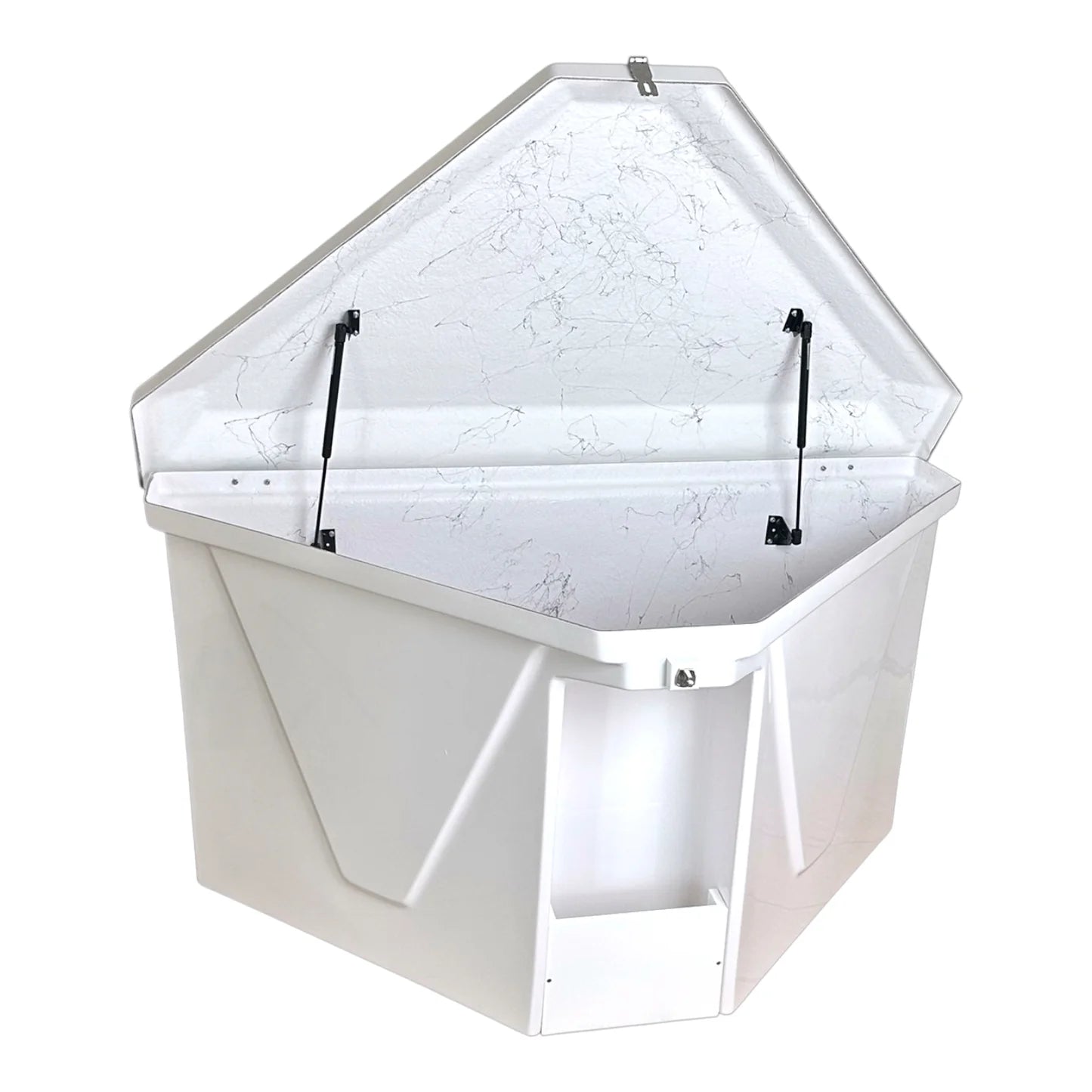 CM Marine Triangle Dock Box | Model CMTRI‑E‑S | 54" Width | Marine‑Grade Fiberglass & 316 Stainless Hardware | Universal Dock & Seawall