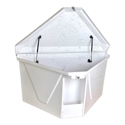 CM Marine Triangle Dock Box | Model CMTRI‑E‑S | 54" Width | Marine‑Grade Fiberglass & 316 Stainless Hardware | Universal Dock & Seawall
