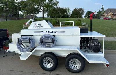 TurfMaker Hydroseeder | Model 700 (Gas Engine) | Mechanical Drive System | Total Capacity 700 Gallons | Skid Frame Width 47