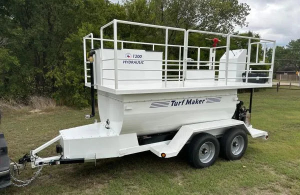 TurfMaker Hydroseeder Deck & Railing | Model 1200 | Total Capacity 1250 Gallons | Skid Frame Width 47" inches | Pull Type or Gooseneck Trailer Options