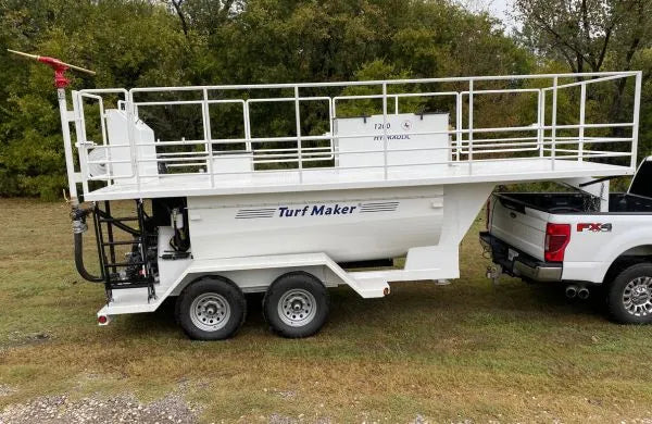 TurfMaker Hydroseeder Deck & Railing | Model 1200 | Total Capacity 1250 Gallons | Skid Frame Width 47" inches | Pull Type or Gooseneck Trailer Options