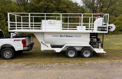 TurfMaker Hydroseeder Deck & Railing | Model 1200 | Total Capacity 1250 Gallons | Skid Frame Width 47" inches | Pull Type or Gooseneck Trailer Options