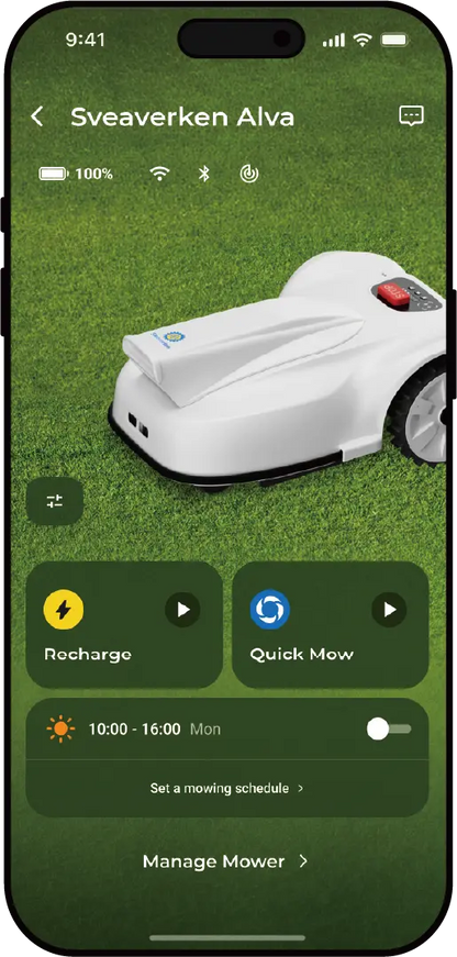 Sveaverken Alva Robotic Lawn Mower (US Standard) | Weight ~122 kg | Slope 33° | Smart, Efficient, and Fully Automatic