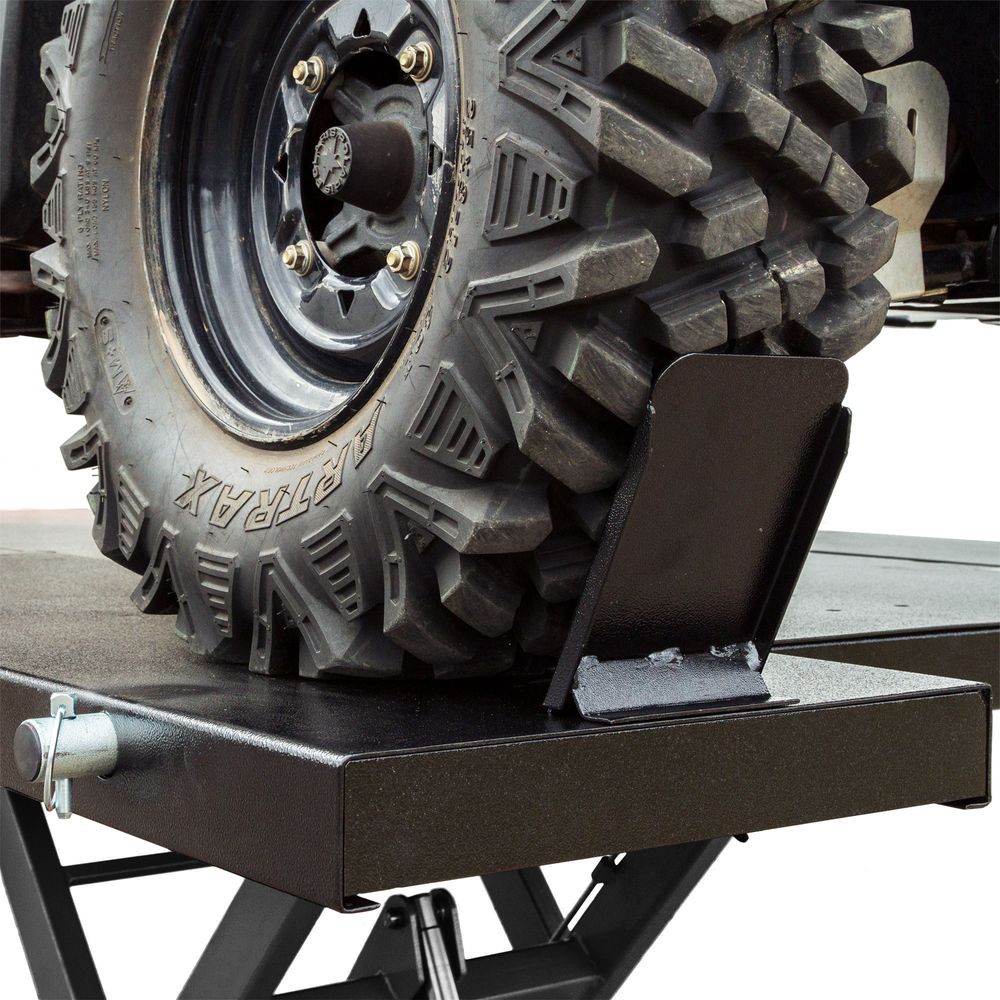 Black Widow Air/Hydraulic UTV & Trike Lift Table Wide | Model UTV-2500-60 Model UTV-2500-64 | Platform Size 64" | Capacity 2,500 lb | Horsepower Up To 100 HP | For UTVs, ATVs & Trikes