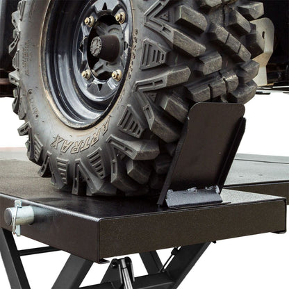 Black Widow Air/Hydraulic UTV & Trike Lift Table Wide | Model UTV-2500-60 Model UTV-2500-64 | Platform Size 64" | Capacity 2,500 lb | Horsepower Up To 100 HP | For UTVs, ATVs & Trikes
