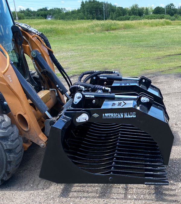Top Dog Attachments HD Brush Bucket with Grapple | Width 68" to 82" | Weight 937 to 1065 lbs | Oil Flow Range 15 to 25 GPM | For Skid Steer