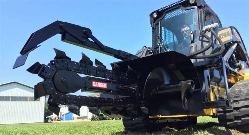 Erskine TX-250 Heavy Duty Trencher | Trench Width 12" inches | Rated Flow 20-30 GPM | For Skid Steer