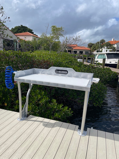 Killer Dock Fish Cleaning Station | Model Upscale 4 1/2 | Width 48" | Heavy-Duty Aluminum & Gray King Starboard | For Dock, Seawall, Deck & Patio