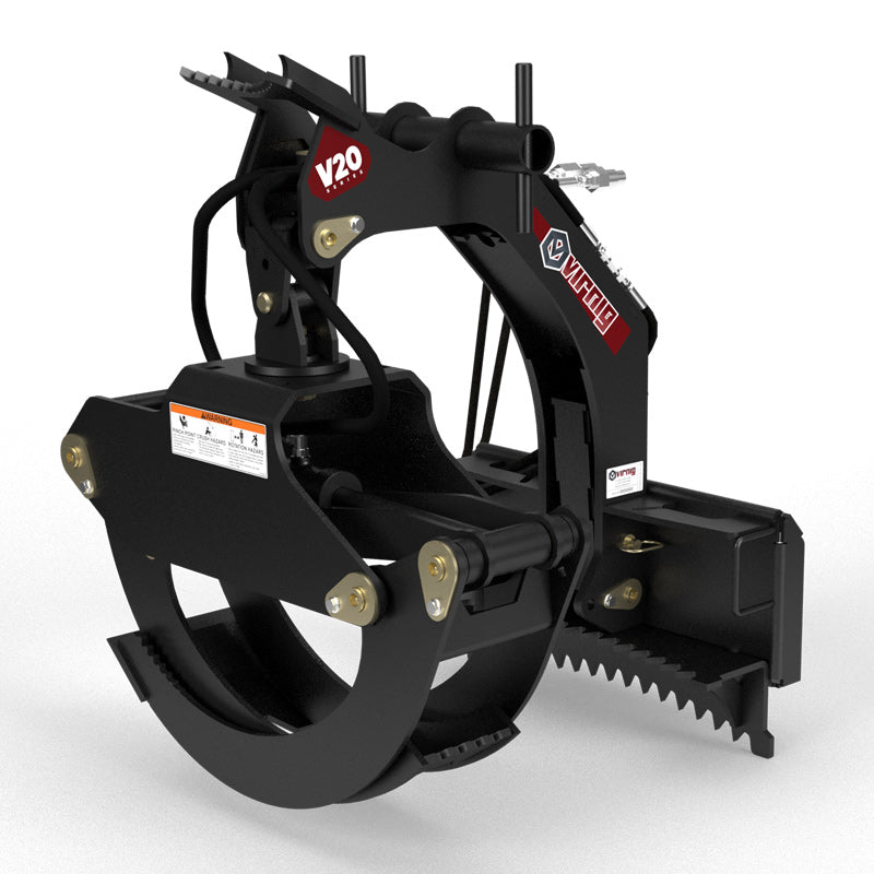 Virnig V20 Mini Skid Steer Rotating Log Grapple | Model CLG | Width 29.4" | Hydraulic Flow 15 To 25 GPM | For Mini Skid Steer