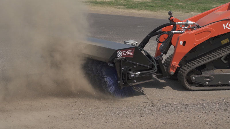 Virnig V20 Mini Skid Steer Angle Broom | Models CAB48 & CAB60 | Widths 48" & 60" | Hydraulic Flow 10 To 18 GPM | For Mini Skid Steers