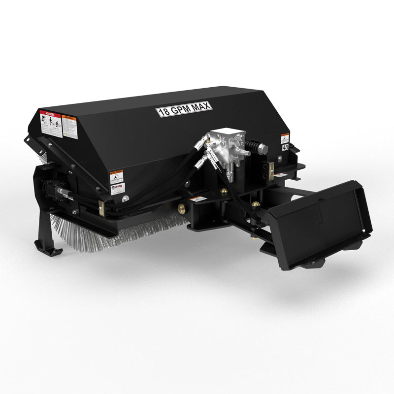 Virnig V20 Mini Skid Steer Angle Broom | Models CAB48 & CAB60 | Widths 48" & 60" | Hydraulic Flow 10 To 18 GPM | For Mini Skid Steers