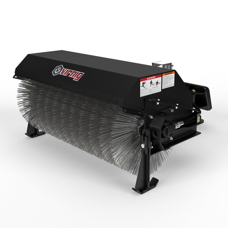 Virnig V20 Mini Skid Steer Angle Broom | Models CAB48 & CAB60 | Widths 48" & 60" | Hydraulic Flow 10 To 18 GPM | For Mini Skid Steers