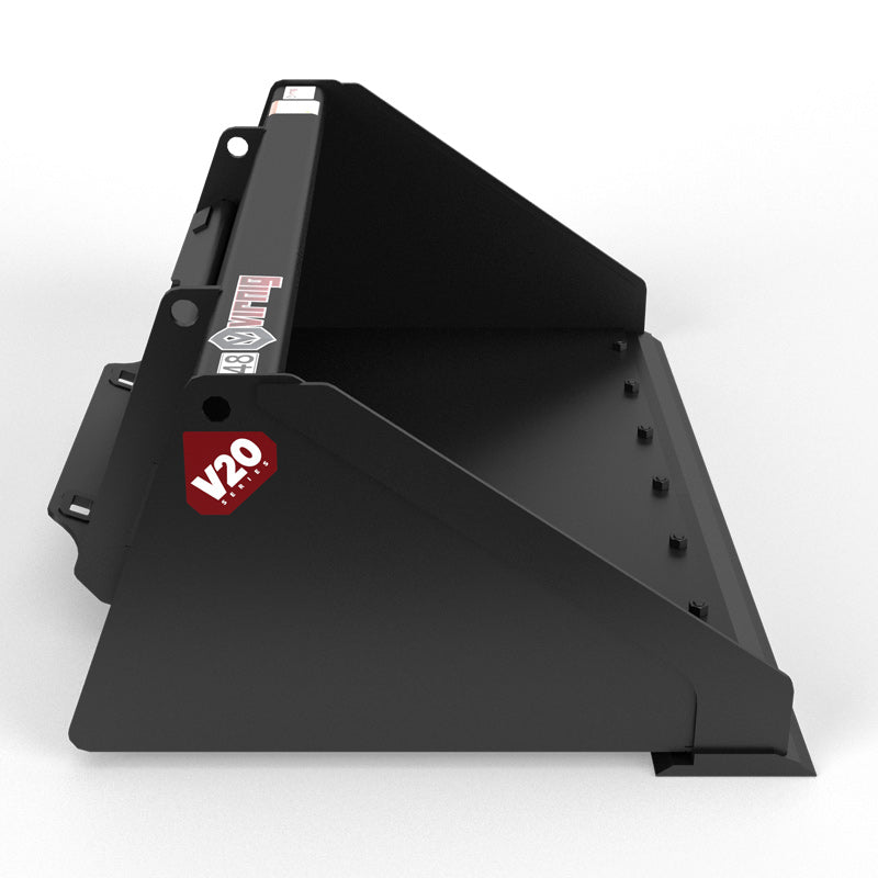 Virnig V20 Mini Skid Steer Low Profile Dirt Bucket | Models CLPB36, CLPB42, CLPB44 & CLPB48 | Widths 36" To 48" | Hydraulic Flow Range 15 To 25 GPM | For Mini Skid Steer