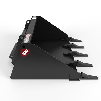 Virnig V20 Mini Skid Steer Low Profile Dirt Bucket | Models CLPB36, CLPB42, CLPB44 & CLPB48 | Widths 36" To 48" | Hydraulic Flow Range 15 To 25 GPM | For Mini Skid Steer