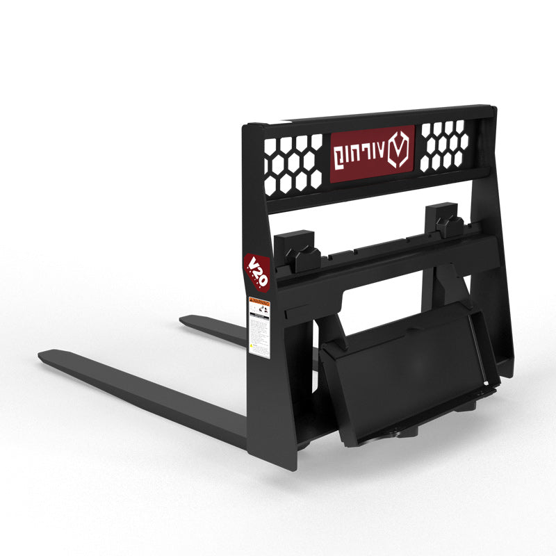 Virnig V20 Mini Skid Steer Rail Pallet Fork | Models CPF3622 & CPF4222 | Widths 36" & 42" | Hydraulic Flow Range 15 To 25 GPM | For Mini Skid Steer