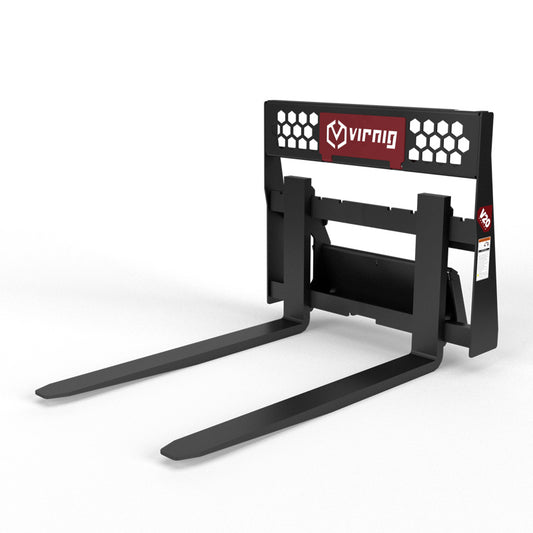 Virnig V20 Mini Skid Steer Rail Pallet Fork | Models CPF3622 & CPF4222 | Widths 36" & 42" | Hydraulic Flow Range 15 To 25 GPM | For Mini Skid Steer