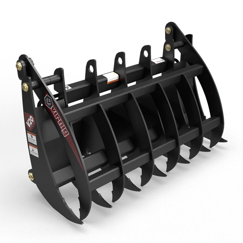Virnig V20 Mini Skid Steer Root Rake Grapple | Models CRG36, CRG42 & CRG48 | Widths 36" To 48" | Hydraulic Flow Range 15 To 25 GPM | For Mini Skid Steers