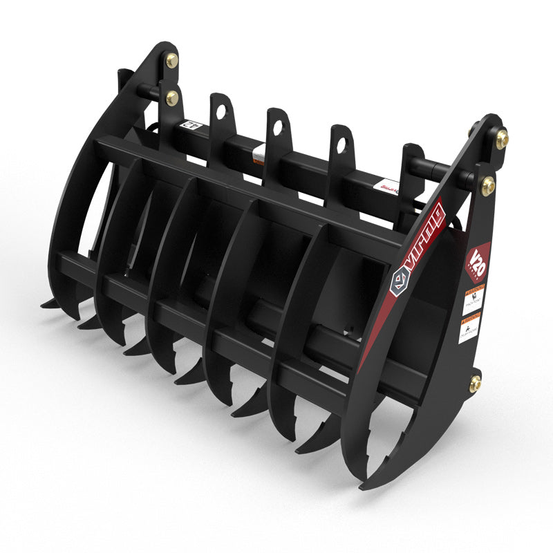 Virnig V20 Mini Skid Steer Root Rake Grapple | Models CRG36, CRG42 & CRG48 | Widths 36" To 48" | Hydraulic Flow Range 15 To 25 GPM | For Mini Skid Steers