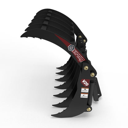 Virnig V20 Mini Skid Steer Root Rake Grapple | Models CRG36, CRG42 & CRG48 | Widths 36" To 48" | Hydraulic Flow Range 15 To 25 GPM | For Mini Skid Steers