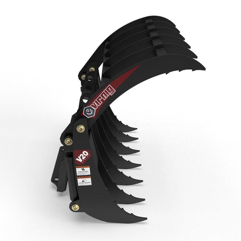 Virnig V20 Mini Skid Steer Root Rake Grapple | Models CRG36, CRG42 & CRG48 | Widths 36" To 48" | Hydraulic Flow Range 15 To 25 GPM | For Mini Skid Steers