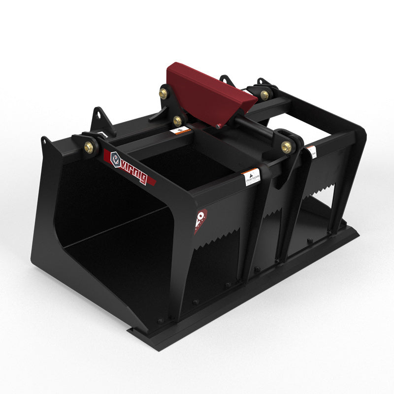Virnig V20 Mini Skid Steer Scrap Grapple | Models CSG36, CSG42, CSG48 | Widths 36" to 48" | Hydraulic Flow 15–25 GPM | For Mini Skid Steers