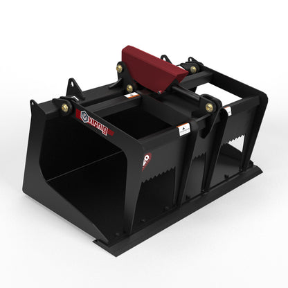 Virnig V20 Mini Skid Steer Scrap Grapple | Models CSG36, CSG42, CSG48 | Widths 36" to 48" | Hydraulic Flow 15–25 GPM | For Mini Skid Steers