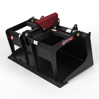 Virnig V20 Mini Skid Steer Scrap Grapple | Models CSG36, CSG42, CSG48 | Widths 36" to 48" | Hydraulic Flow 15–25 GPM | For Mini Skid Steers