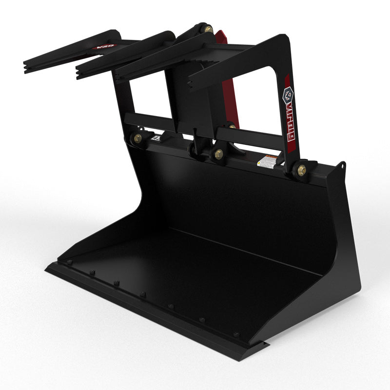Virnig V20 Mini Skid Steer Scrap Grapple | Models CSG36, CSG42, CSG48 | Widths 36" to 48" | Hydraulic Flow 15–25 GPM | For Mini Skid Steers