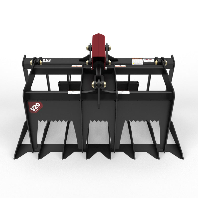 Virnig V20 Mini Skid Steer Skeleton Grapple | Models CSGV36, CSGV42 & CSGV48 | Widths 36" To 48" | Hydraulic Flow Range 15 To 25 GPM | For Mini Skid Steer