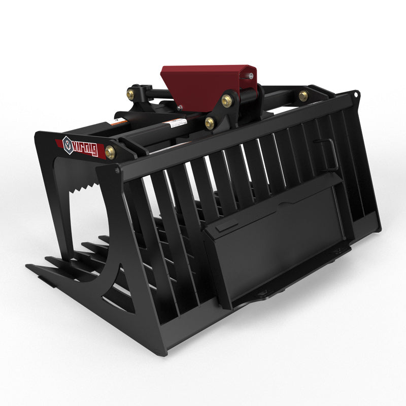 Virnig V20 Mini Skid Steer Skeleton Rock Grapple | Models CSRG36, CSRG42 & CSRG48 | Widths 36" To 48" | Hydraulic Flow Range 15 To 25 GPM | For Mini Skid Steer