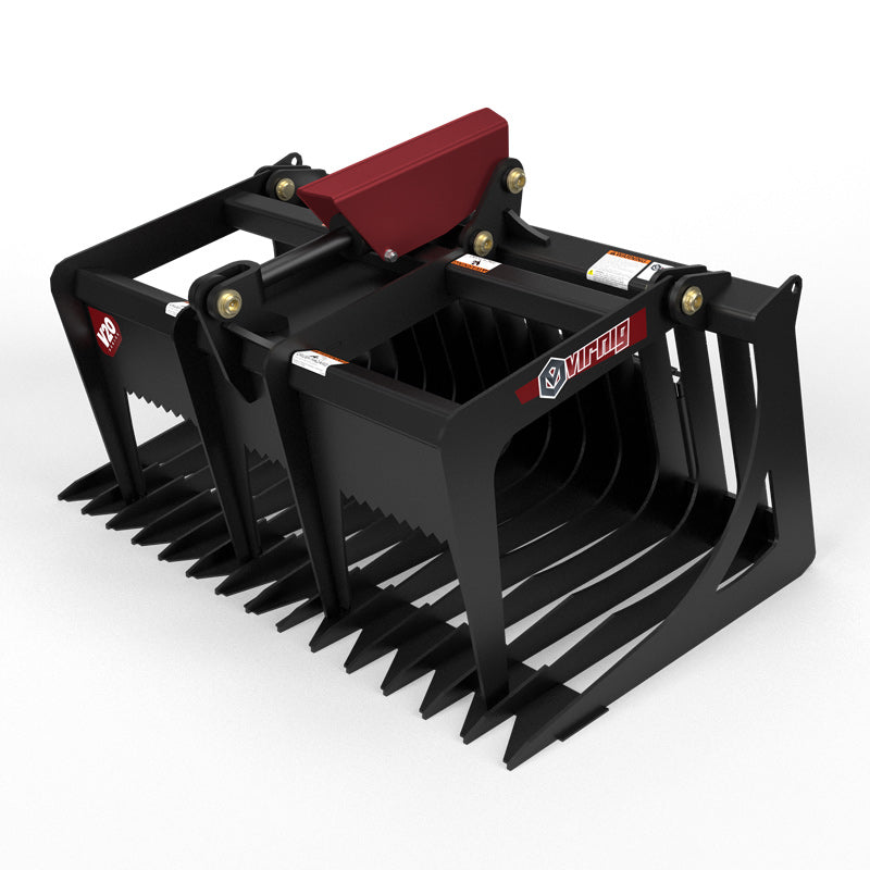 Virnig V20 Mini Skid Steer Skeleton Rock Grapple | Models CSRG36, CSRG42 & CSRG48 | Widths 36" To 48" | Hydraulic Flow Range 15 To 25 GPM | For Mini Skid Steer