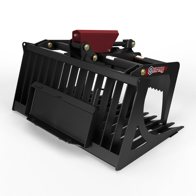Virnig V20 Mini Skid Steer Skeleton Rock Grapple | Models CSRG36, CSRG42 & CSRG48 | Widths 36" To 48" | Hydraulic Flow Range 15 To 25 GPM | For Mini Skid Steer