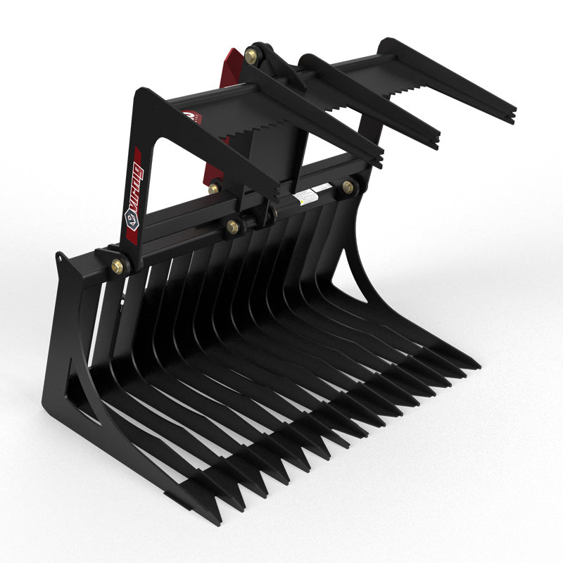 Virnig V20 Mini Skid Steer Skeleton Rock Grapple | Models CSRG36, CSRG42 & CSRG48 | Widths 36" To 48" | Hydraulic Flow Range 15 To 25 GPM | For Mini Skid Steer