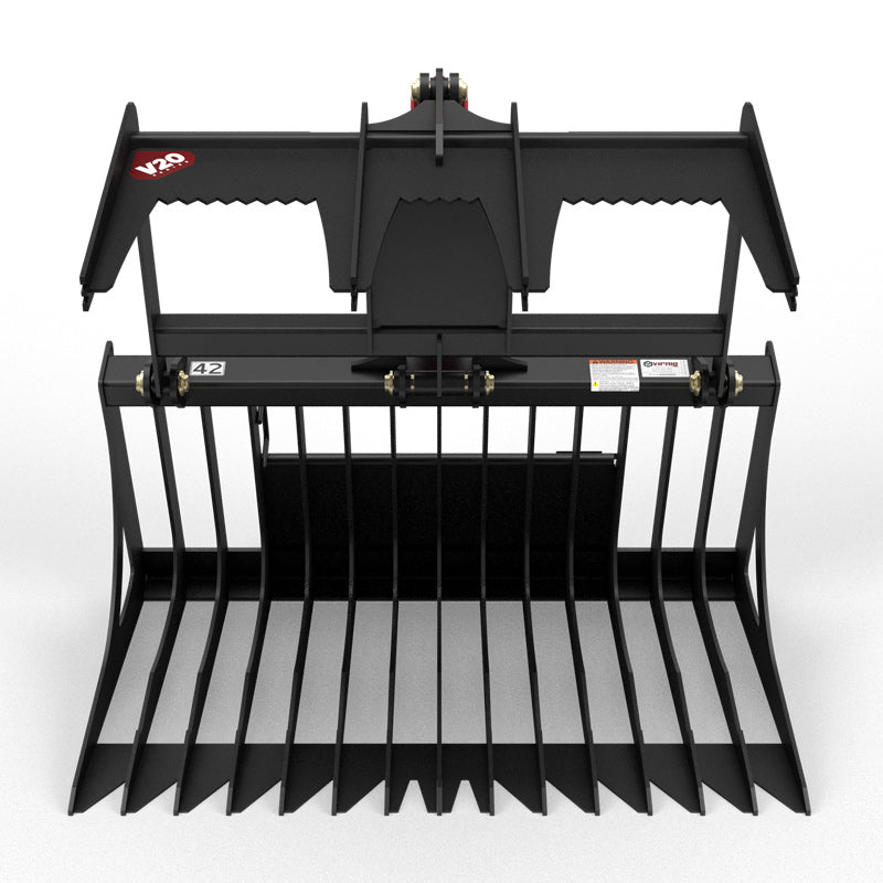 Virnig V20 Mini Skid Steer Skeleton Rock Grapple | Models CSRG36, CSRG42 & CSRG48 | Widths 36" To 48" | Hydraulic Flow Range 15 To 25 GPM | For Mini Skid Steer