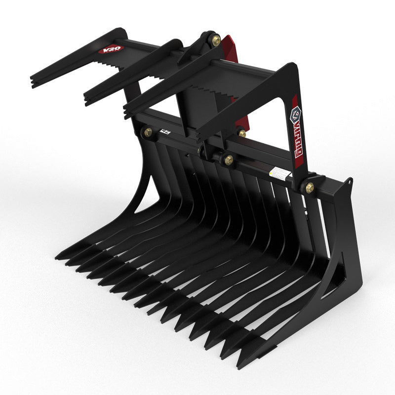 Virnig V20 Mini Skid Steer Skeleton Rock Grapple | Models CSRG36, CSRG42 & CSRG48 | Widths 36" To 48" | Hydraulic Flow Range 15 To 25 GPM | For Mini Skid Steer
