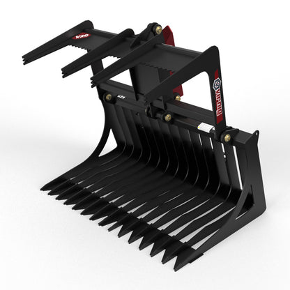 Virnig V20 Mini Skid Steer Skeleton Rock Grapple | Models CSRG36, CSRG42 & CSRG48 | Widths 36" To 48" | Hydraulic Flow Range 15 To 25 GPM | For Mini Skid Steer