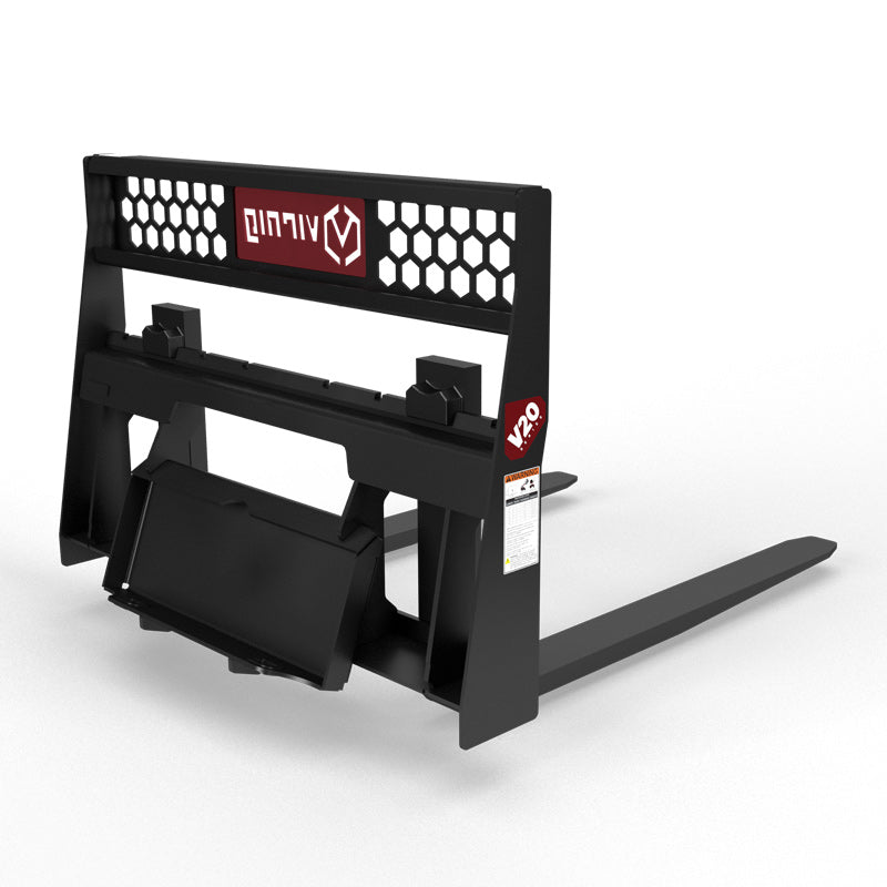 Virnig V20 Mini Skid Steer Wide Rail Pallet Fork | Models CWPF3622 & CWPF4222 | Widths 36" & 42" | Hydraulic Flow Range 15 To 25 GPM | For Mini Skid Steer