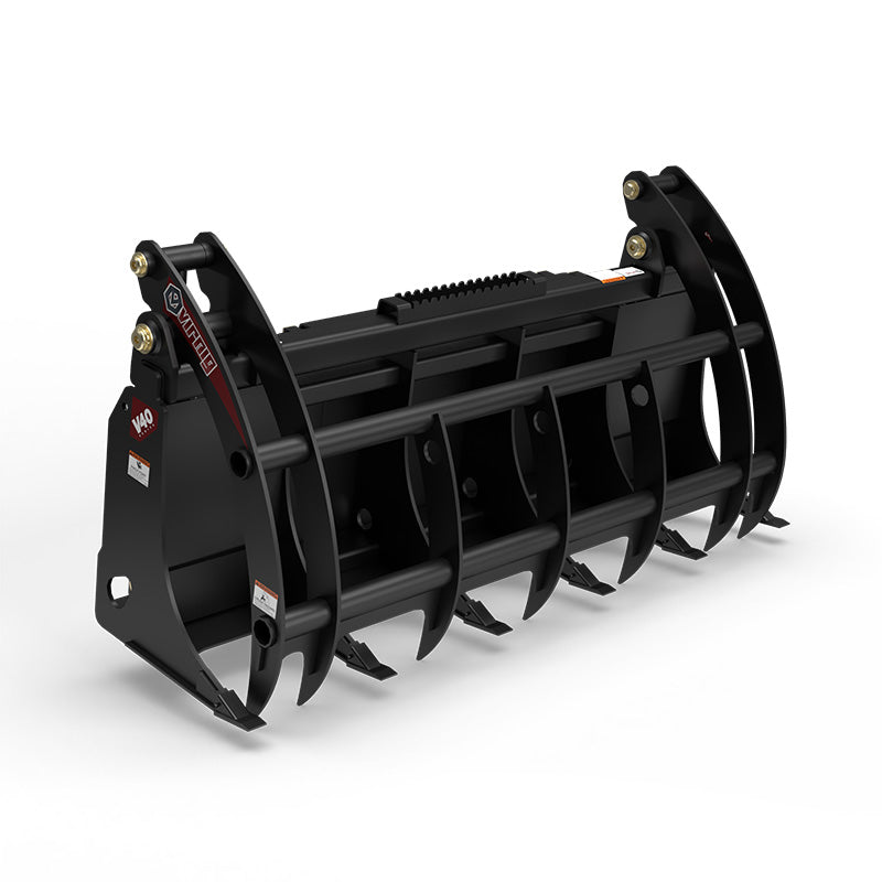 Virnig V40 Root Rake Grapple | Models URG60-UT, URG66-UT & URG72-UT | Widths 61.5" to 73.5" | Hydraulic Flow 15 to 25 GPM | For Skid Steer & Track Loaders