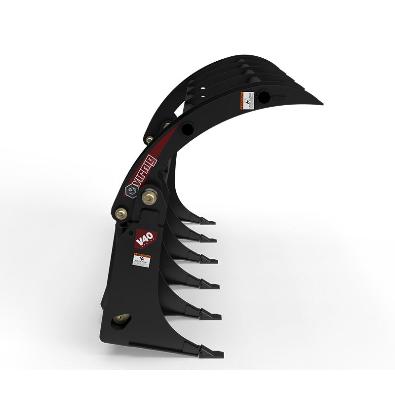 Virnig V40 Root Rake Grapple | Models URG60-UT, URG66-UT & URG72-UT | Widths 61.5" to 73.5" | Hydraulic Flow 15 to 25 GPM | For Skid Steer & Track Loaders