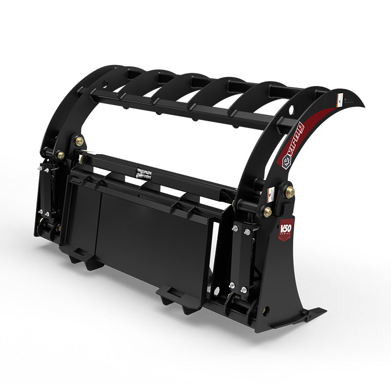 Virnig V50 Root Rake Grapple | Models URG66, URG72 & URG78 | Widths 67.9" To 79.9" | Hydraulic Flow 15 To 25 GPM | For Skid Steer