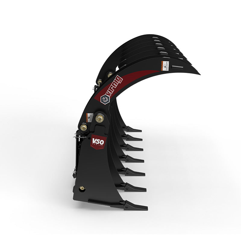 Virnig V50 Root Rake Grapple | Models URG66, URG72 & URG78 | Widths 67.9" To 79.9" | Hydraulic Flow 15 To 25 GPM | For Skid Steer
