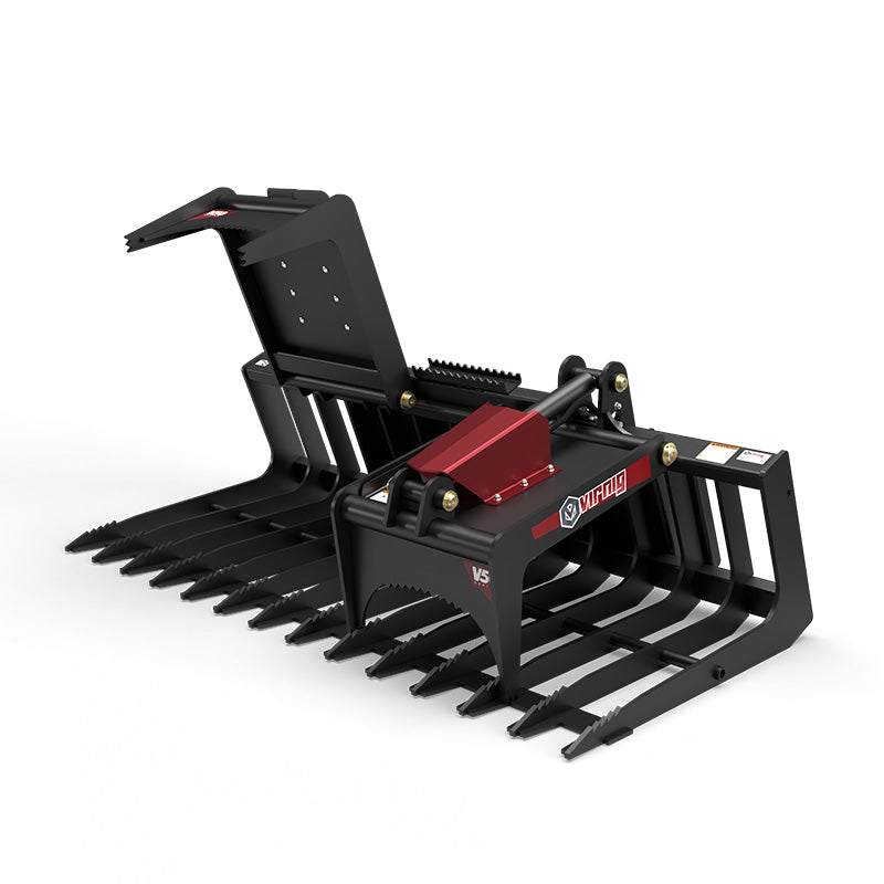 Virnig V50 Skeleton Grapple | Models SGV60 To SGV90 | Widths 60" To 90" | Hydraulic Flow 15 To 25 GPM | For Skid Steer